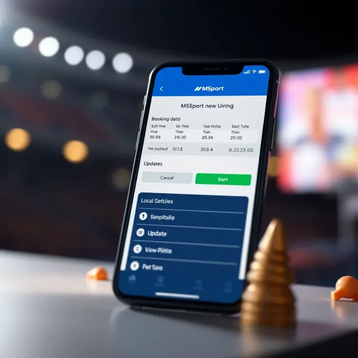 Mobile phone screen showing MSport booking details and update options