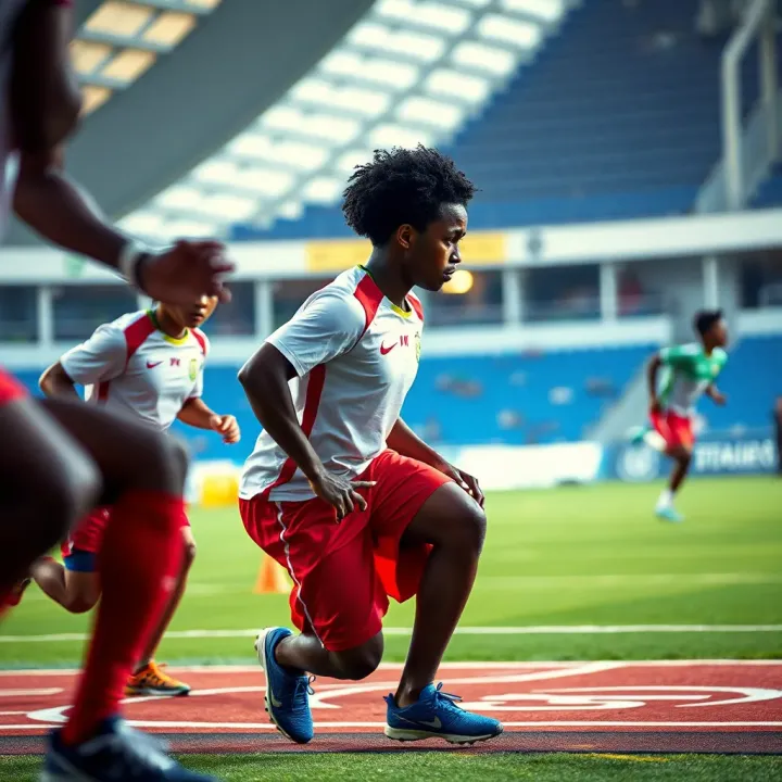 Handicap Adjustments in Nigerian Football and Athletics Competitions Illustration of Nigerian athletes competing with handicap adjustments in football and athletics