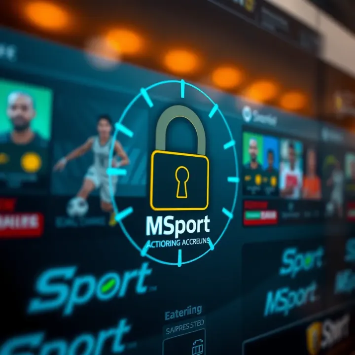 Secure digital access with a lock icon and sports graphics representing online betting safety