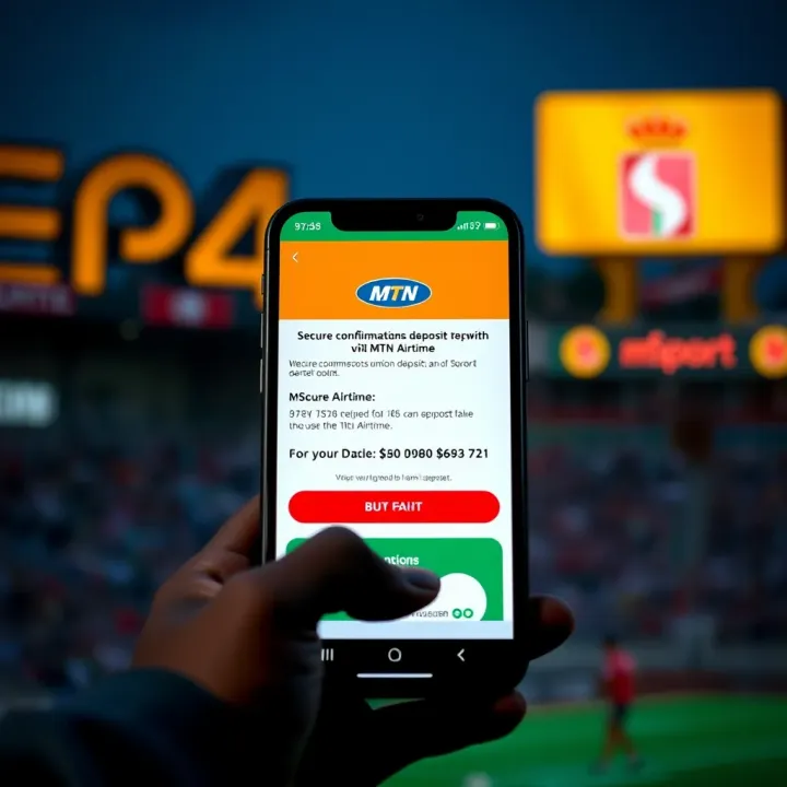 Secure Confirmation of mSport Deposit via MTN Airtime Illustration of secure mobile transaction confirmation for mSport betting deposit