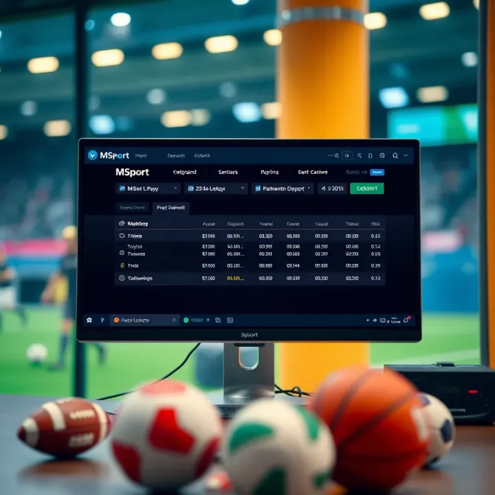 Verifying Updated MSport Account Balance After Deposit Computer monitor displaying MSport betting account dashboard with updated balance after deposit