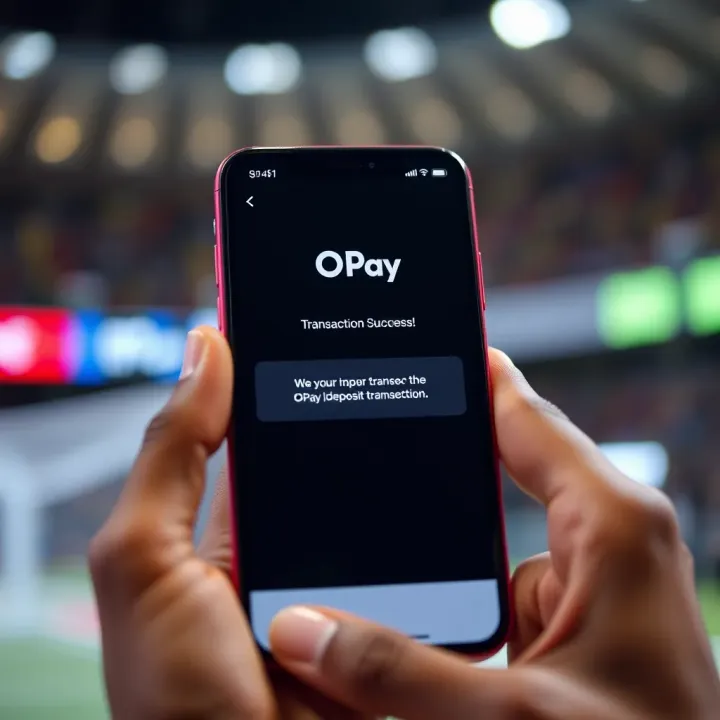 Mobile phone screen showing a digital wallet app with a successful OPay transaction confirmation