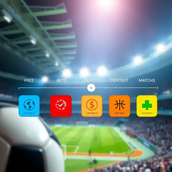 Illustration showing different types of betting bonus codes with icons representing free bets, cashback, and deposit matches