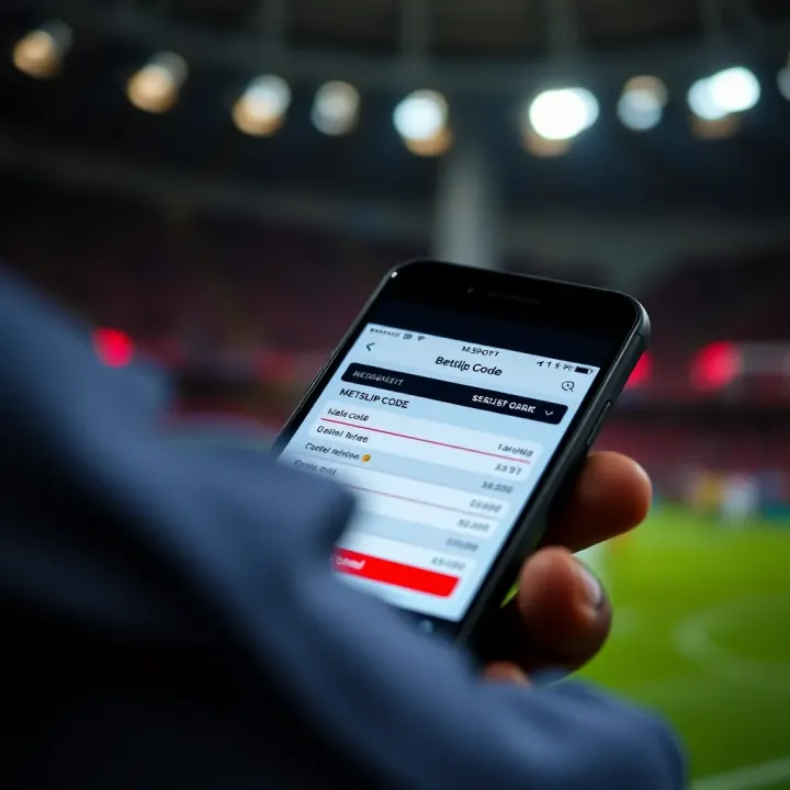 Illustration of a digital betslip code displayed on a mobile device screen for sports betting