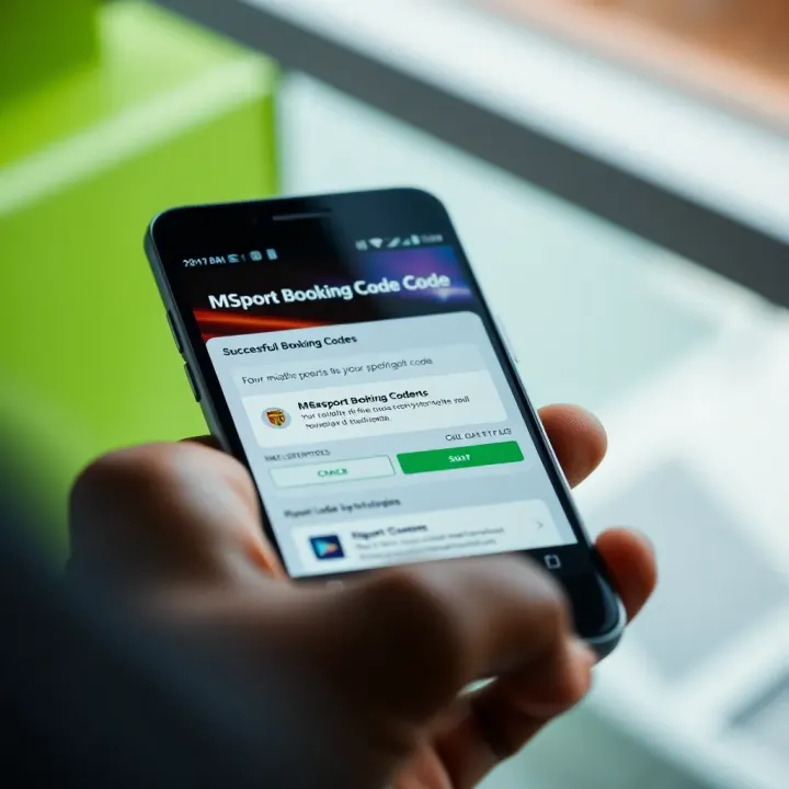 Successful Redemption of MSport Booking Codes for Sports Betting Smartphone screen displaying confirmation of a redeemed MSport booking code in a betting app