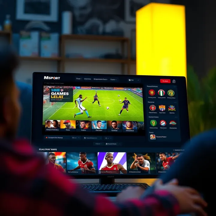 Digital interface of Msport Games showcasing sports and gaming elements