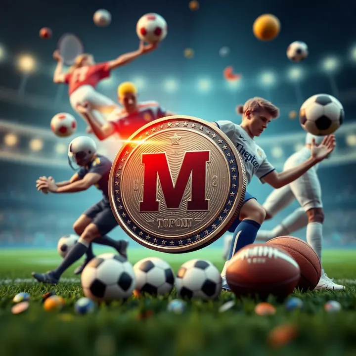 Digital representation of Msport Token surrounded by sports and entertainment icons