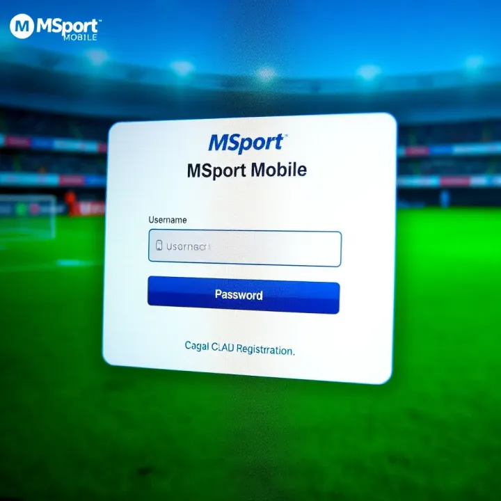 Screenshot of the MSport Mobile login screen showing username and password fields