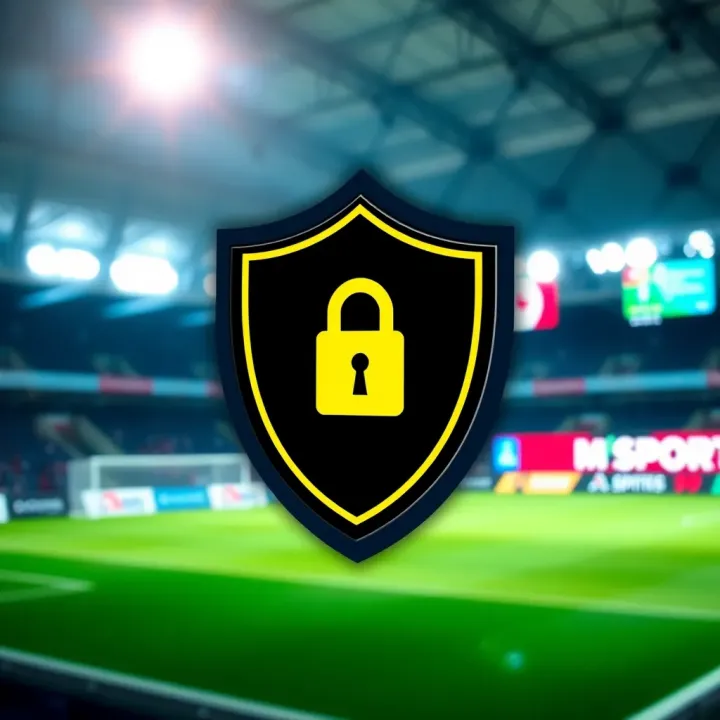 Ensuring Secure Access to Web MSport Shop Illustration of secure login with shield icon and padlock symbol representing online safety